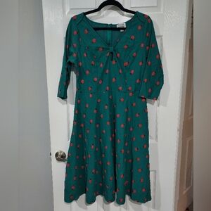 Unique Vintage Teal Ladybug Swing Dress in Size XL/14